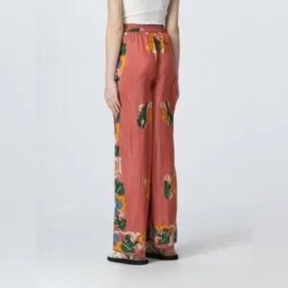 Mes Demoiselles silk pants, coral flower,  EU44 - Picture 2 of 5